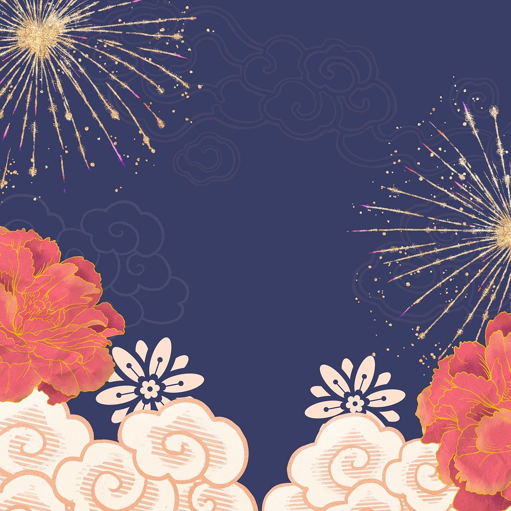 Festive Chinese fireworks background, New Year celebration