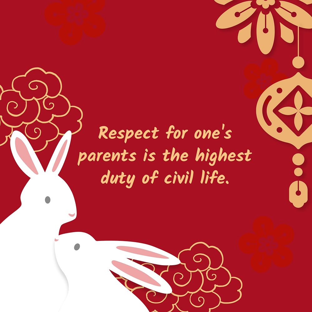Year of Rabbit Instagram post, Chinese zodiac animal illustration
