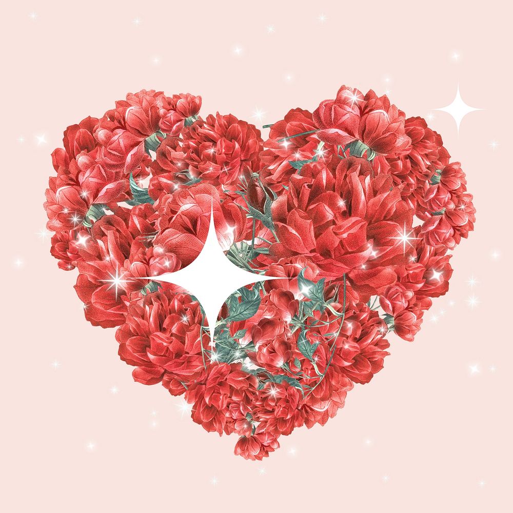 Red roses heart, Valentine's Day graphic