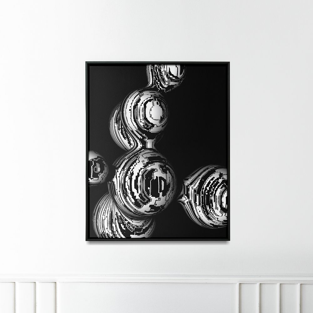 Abstract photo frame hanging on a white wall, home interior design