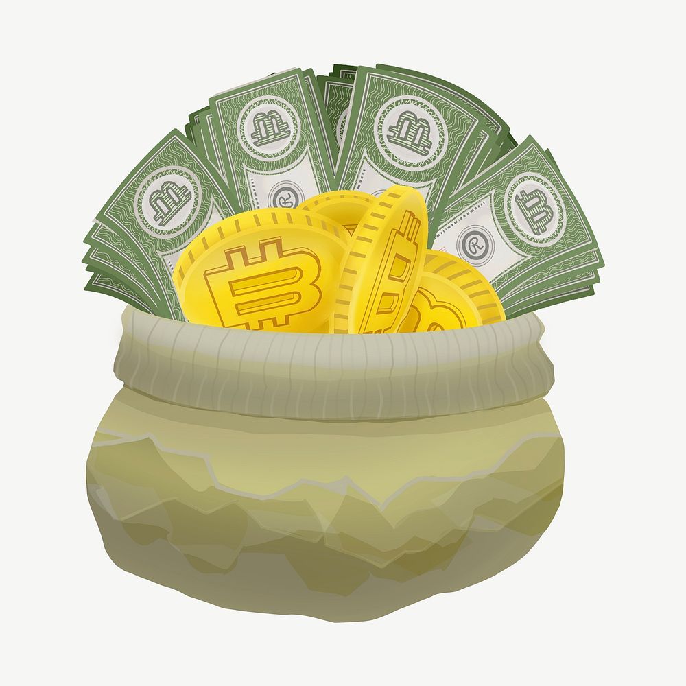 Money bag collage element psd