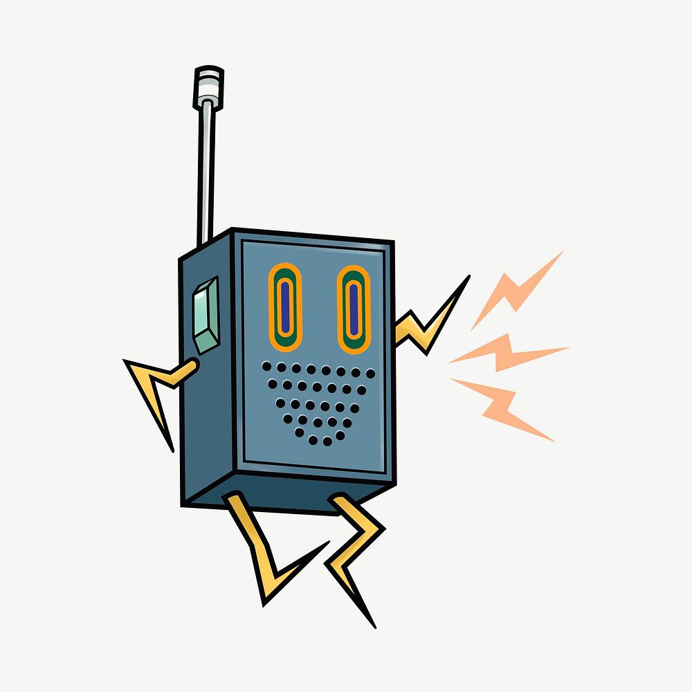 Walkie talkie cartoon collage element psd