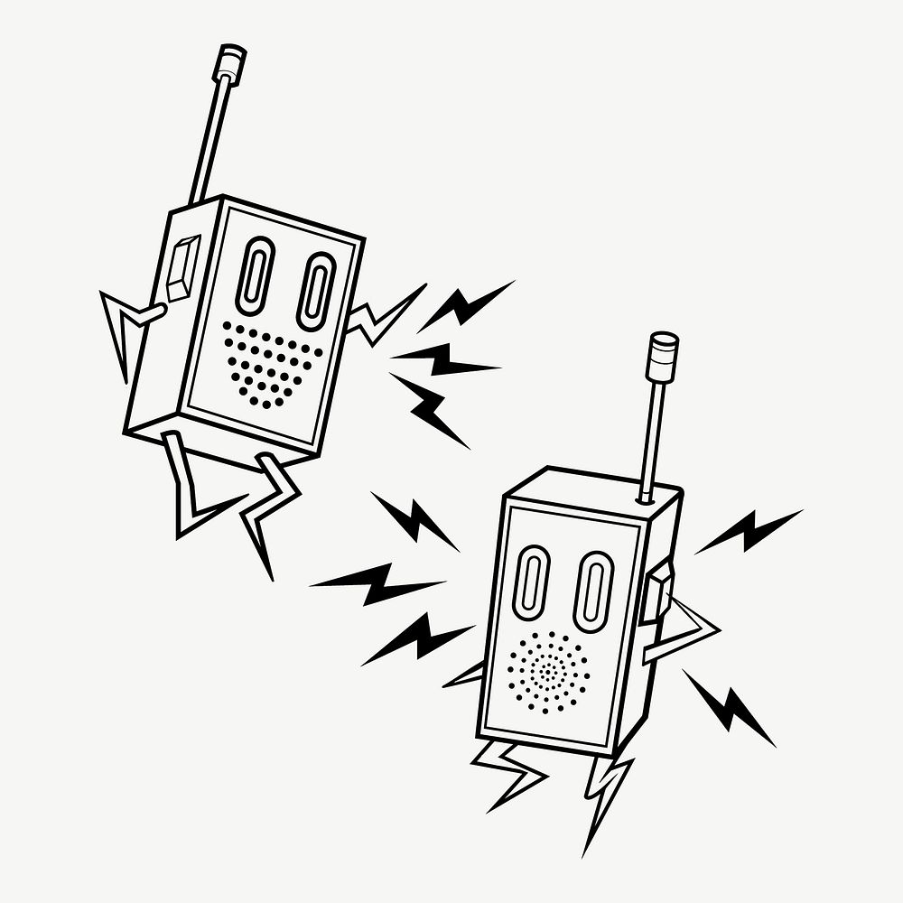 Walkie talkie cartoon collage element psd