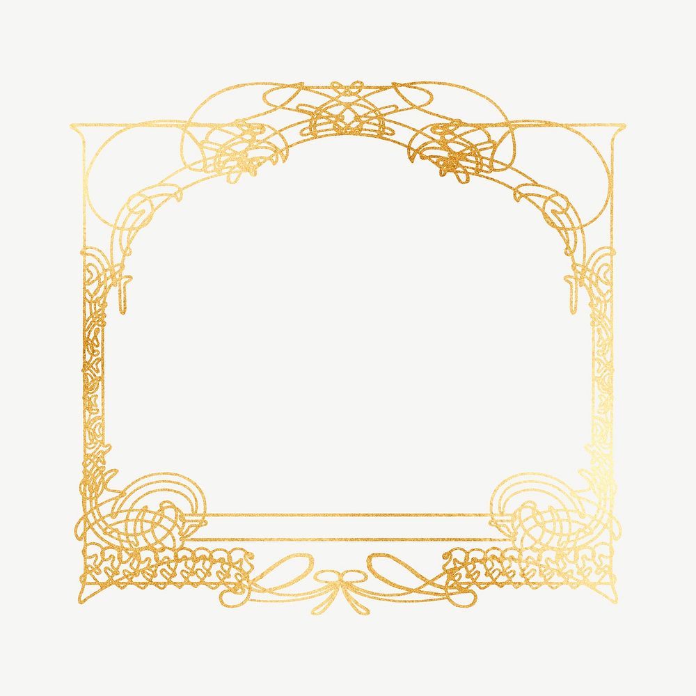 Gold ornate frame, Alphonse Mucha's famous artwork psd, remixed by rawpixel