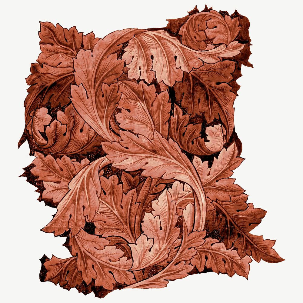 William Morris's acanthus leaf clipart psd, remixed by rawpixel