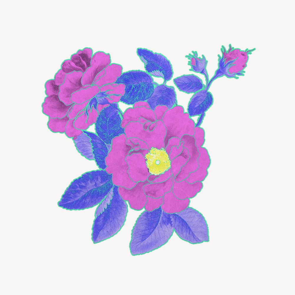 Pink rose illustration, remixed by rawpixel