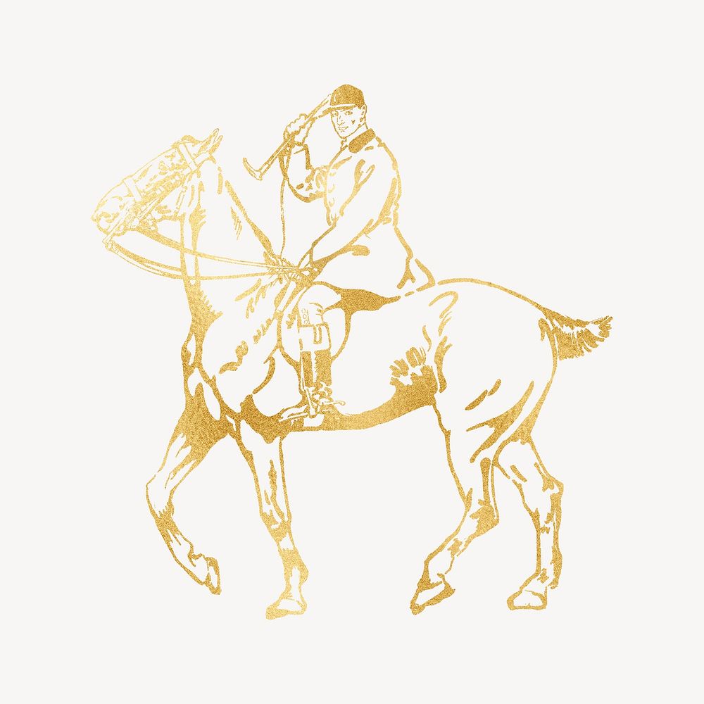 Horse riding, gold illustration, remixed by rawpixel