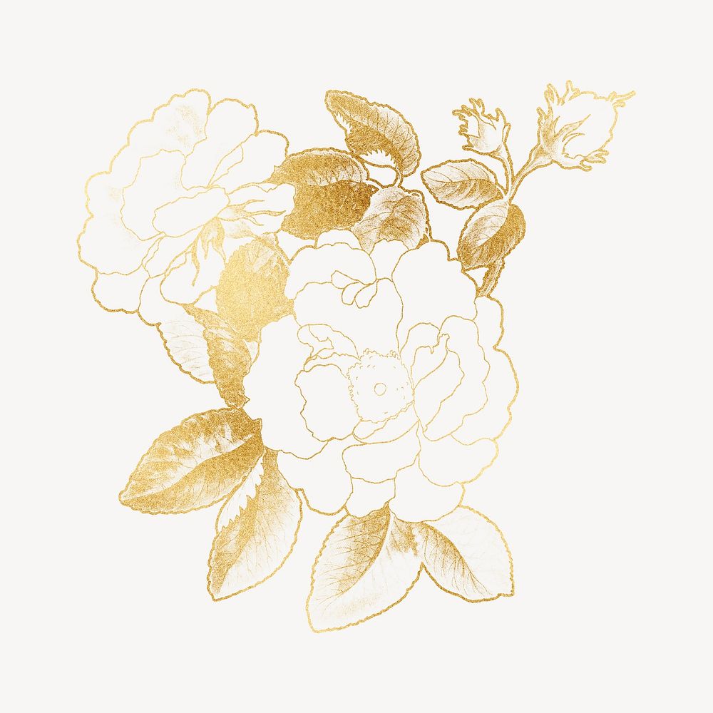 Golden rose illustration, remixed by rawpixel