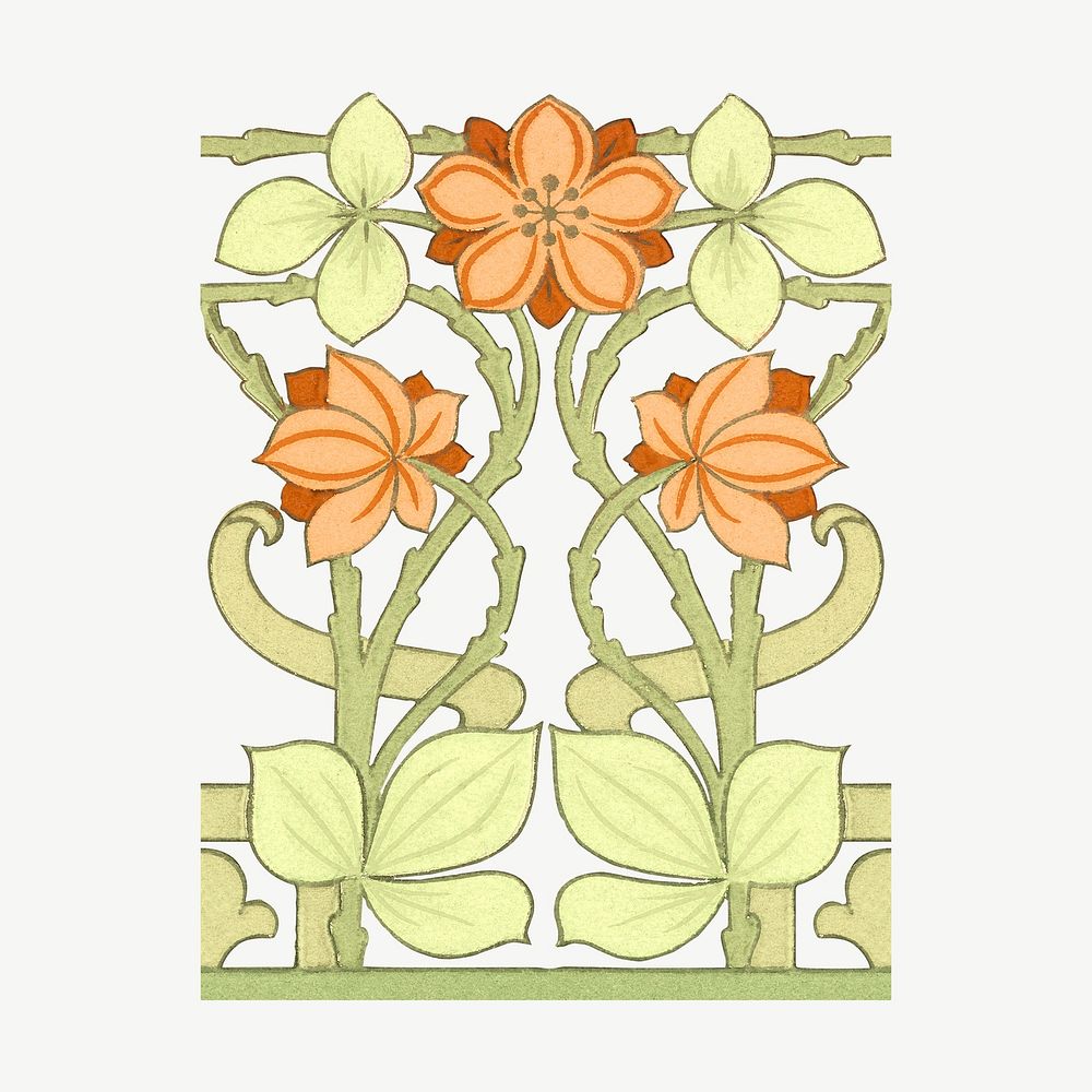 Orange flower clipart psd, remixed by rawpixel
