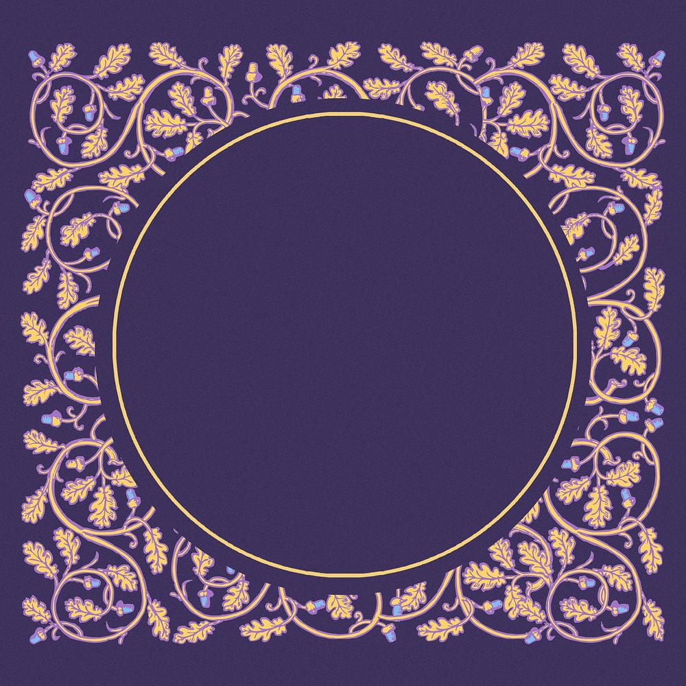Vintage botanical frame background, purple ornate design psd, remixed by rawpixel