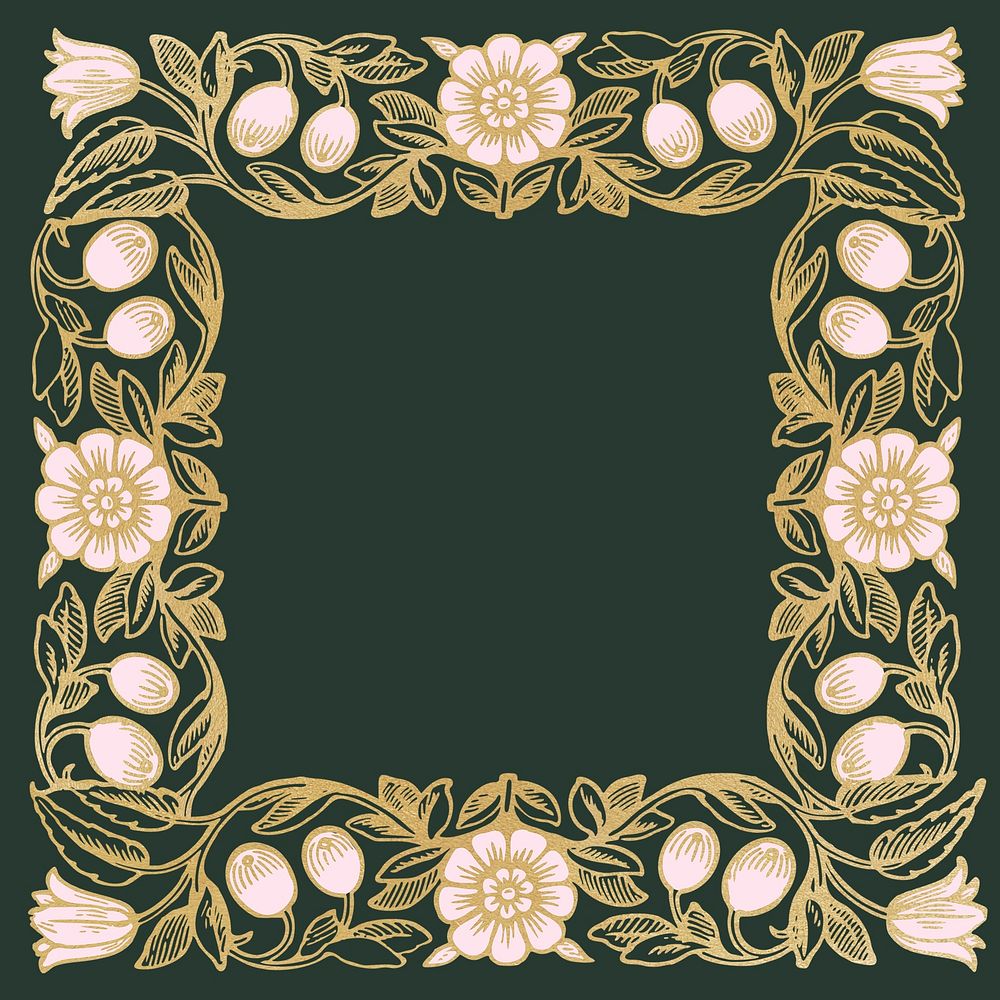 Art nouveau frame background, flower ornament design psd, remixed by rawpixel