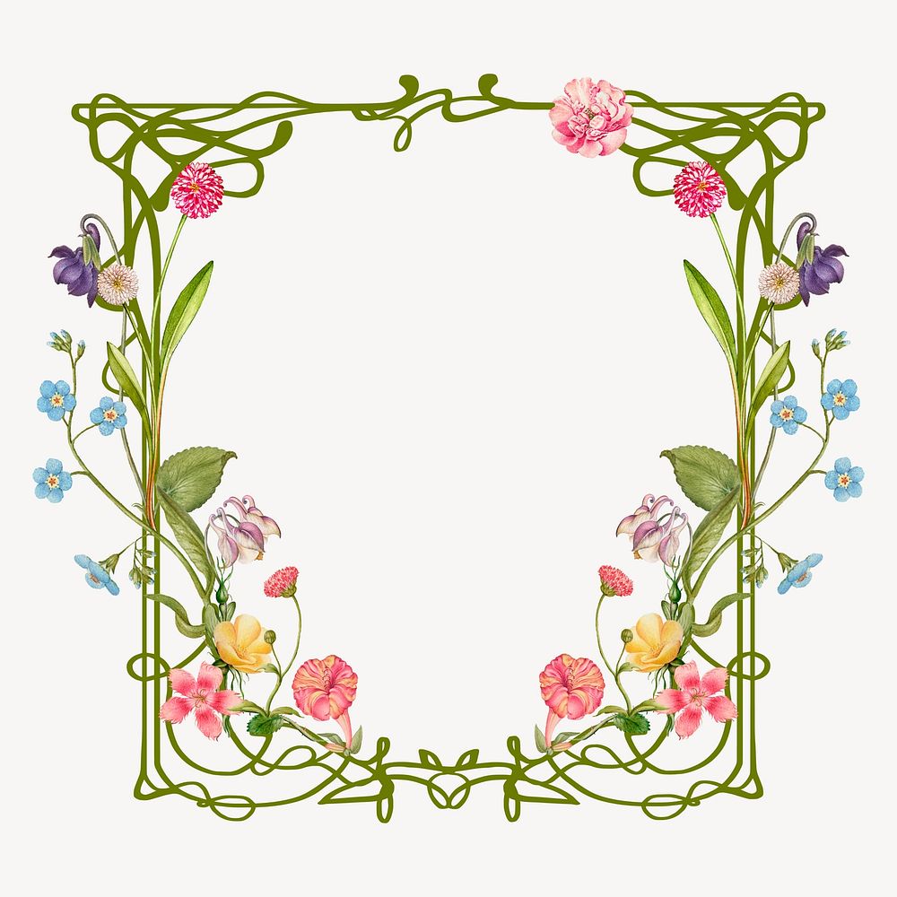 Floral ornament frame background, white design, remixed by rawpixel