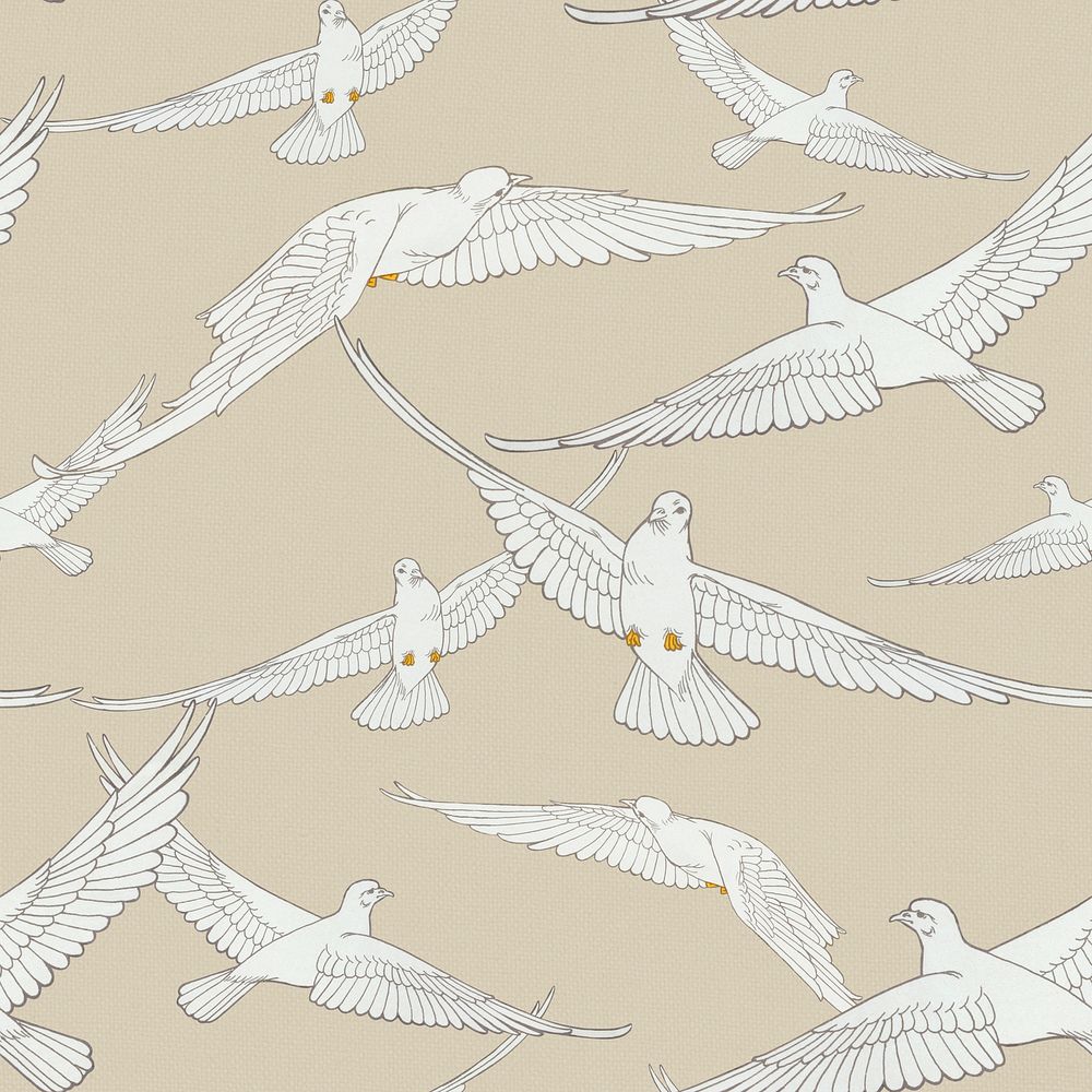 Dove patterned background clipart psd, remixed by rawpixel