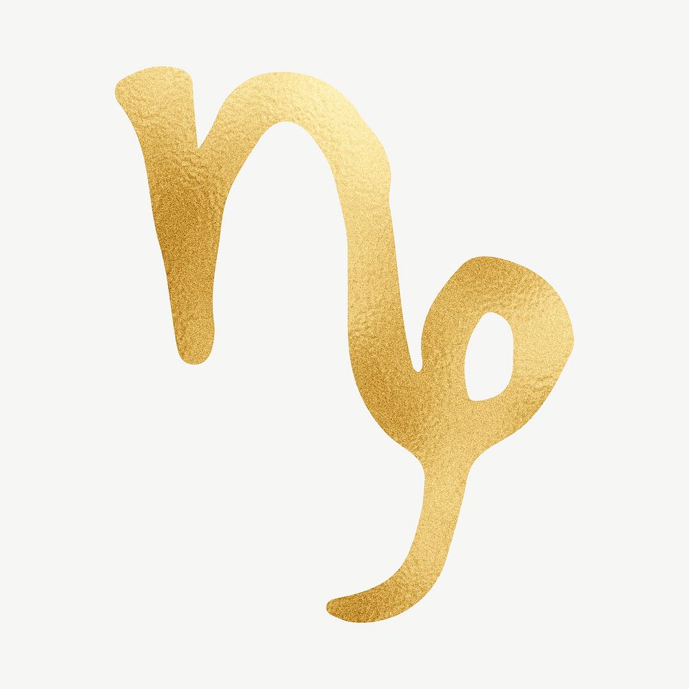 Gold Capricorn sign, zodiac symbol clipart psd
