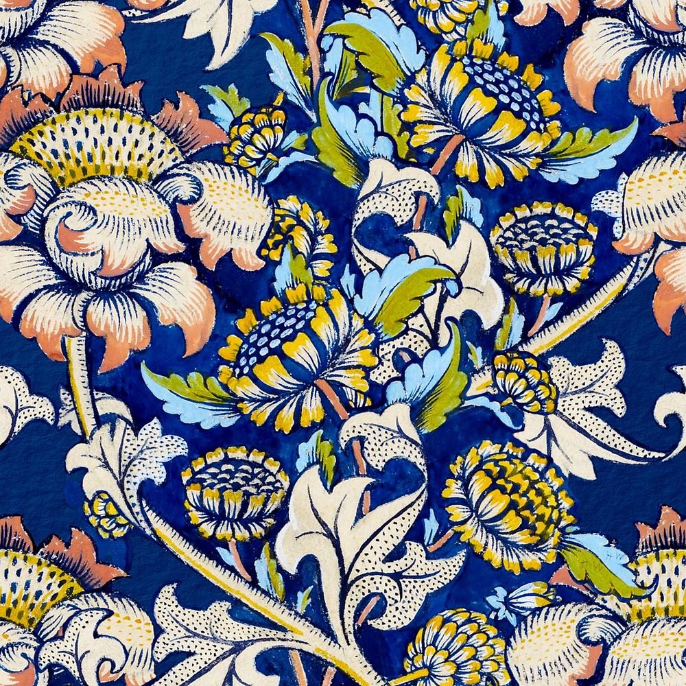 William Morris&rsquo;s floral patterned background, famous Art Nouveau artwork illustration, remixed by rawpixel