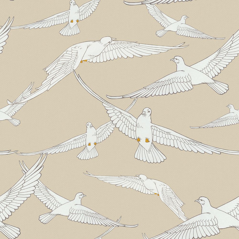 Dove patterned background, white bird design, remixed by rawpixel