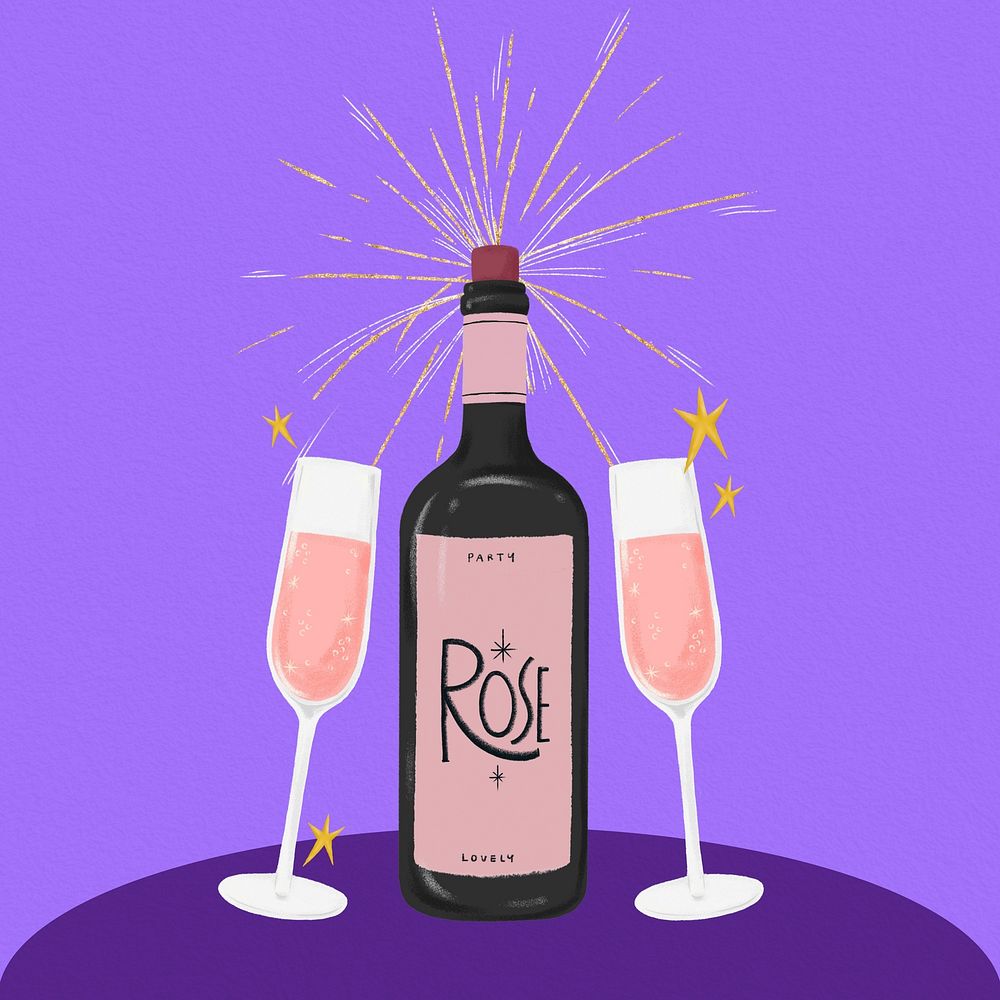 Pink champagne background, purple celebration design