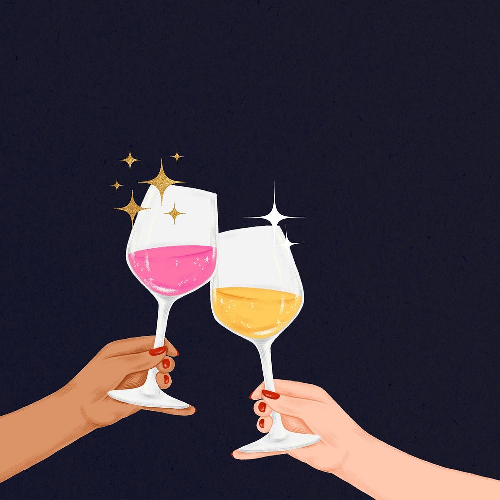 Clinking wine glasses, New Year celebration