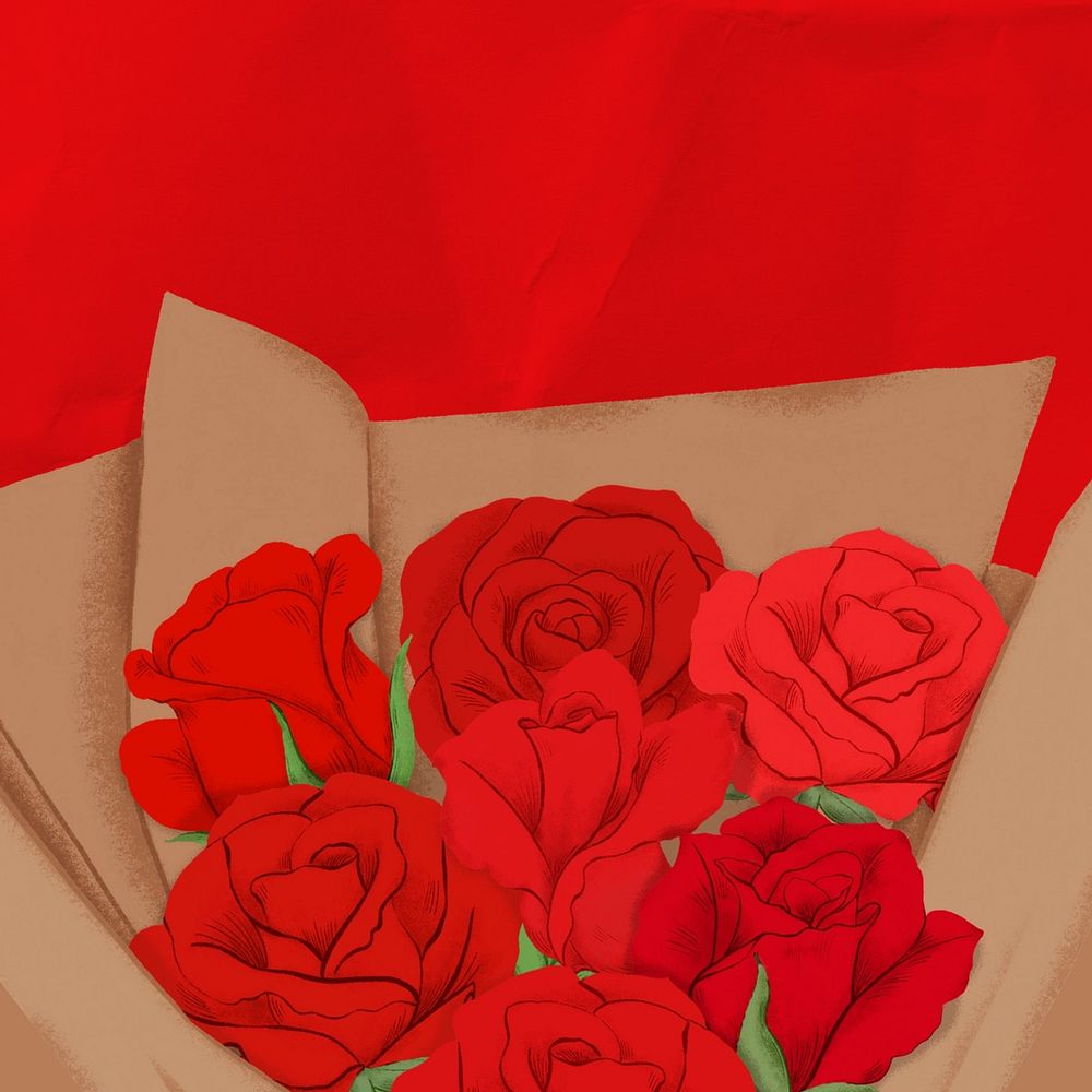 Valentine's rose bouquet, red flower border