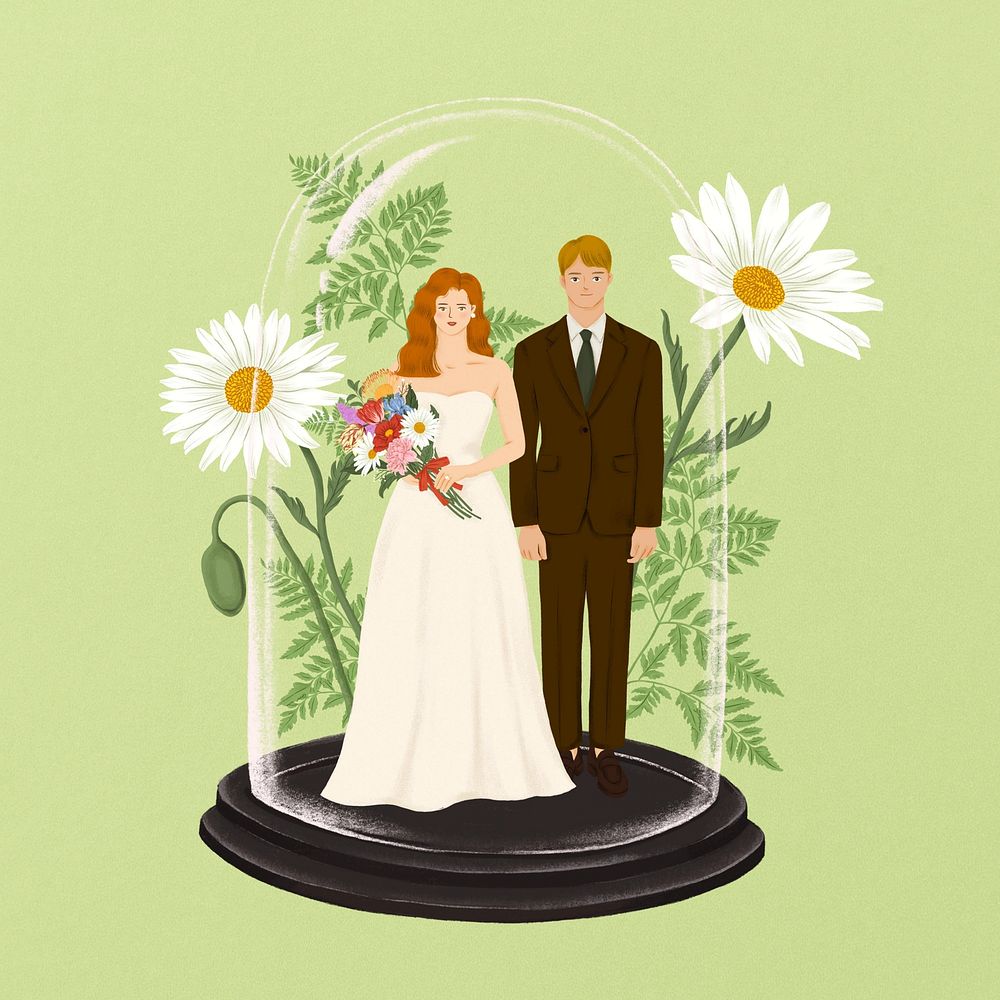 Bride and groom background, wedding celebration illustration