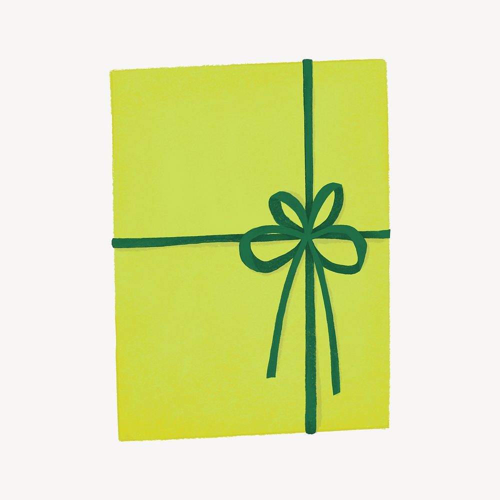 Green birthday gift box, cute illustration