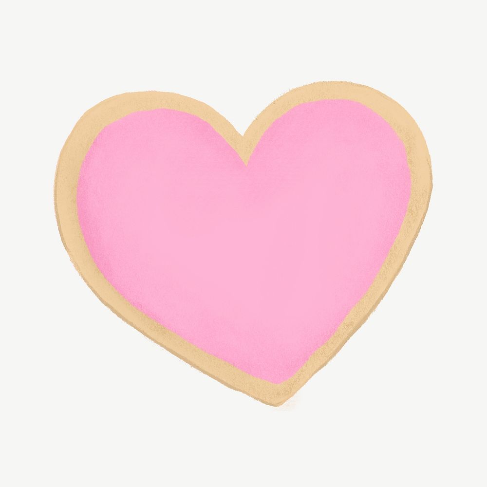 Pink heart cookie, Valentine's collage element psd