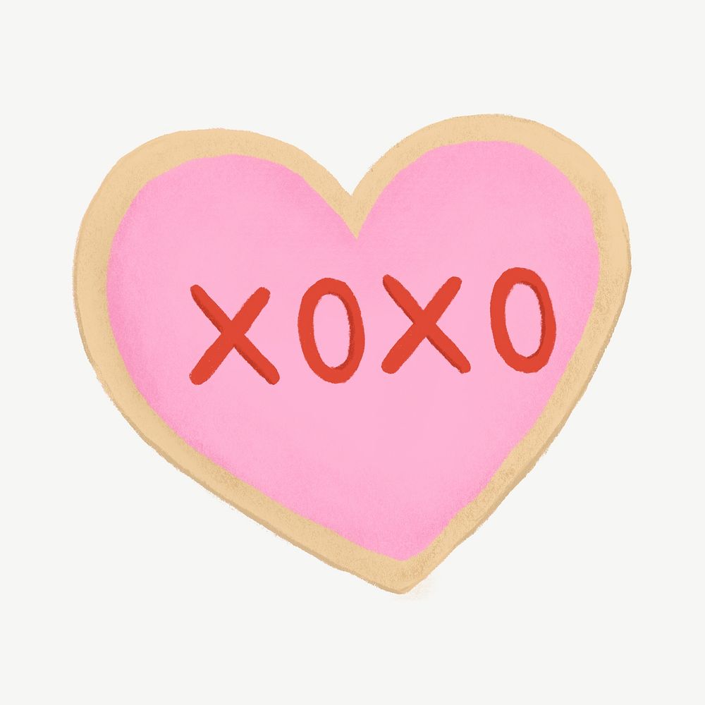 Xoxo heart cookie, Valentine's collage element psd