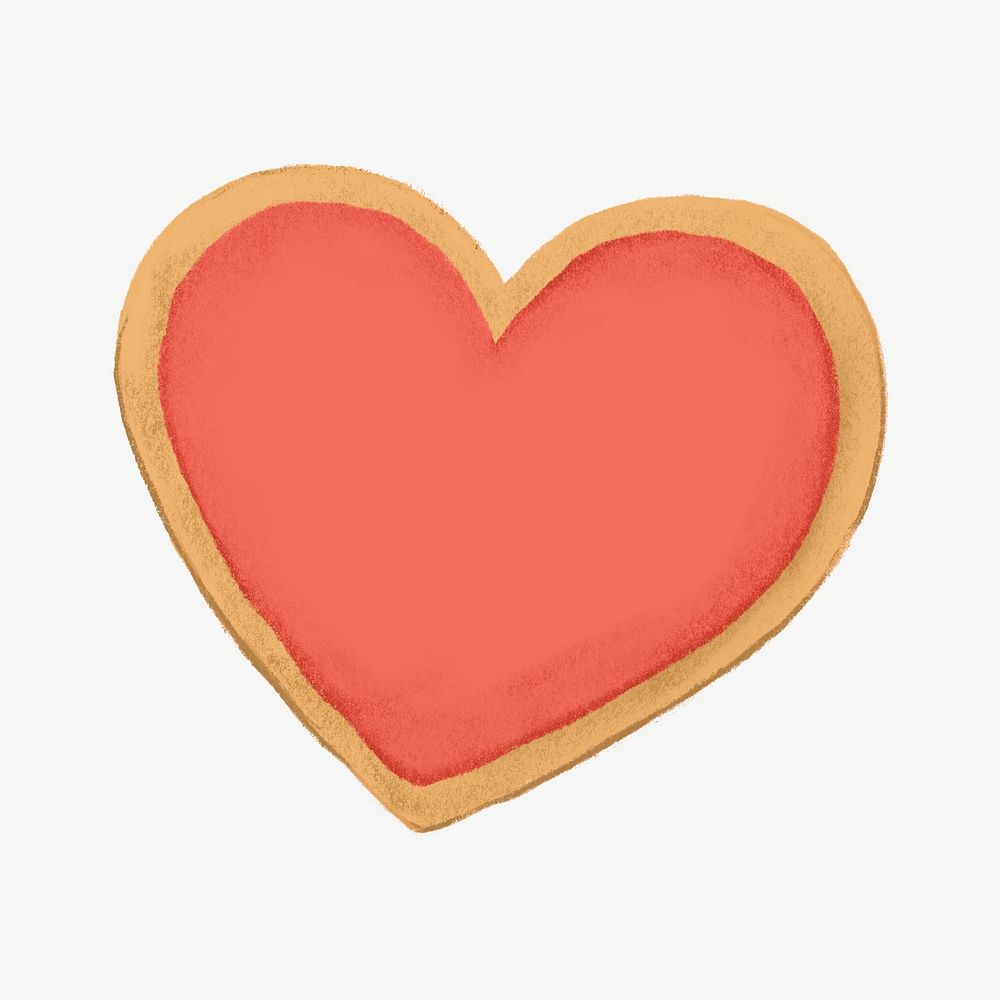 Red heart cookie, Valentine's collage element psd