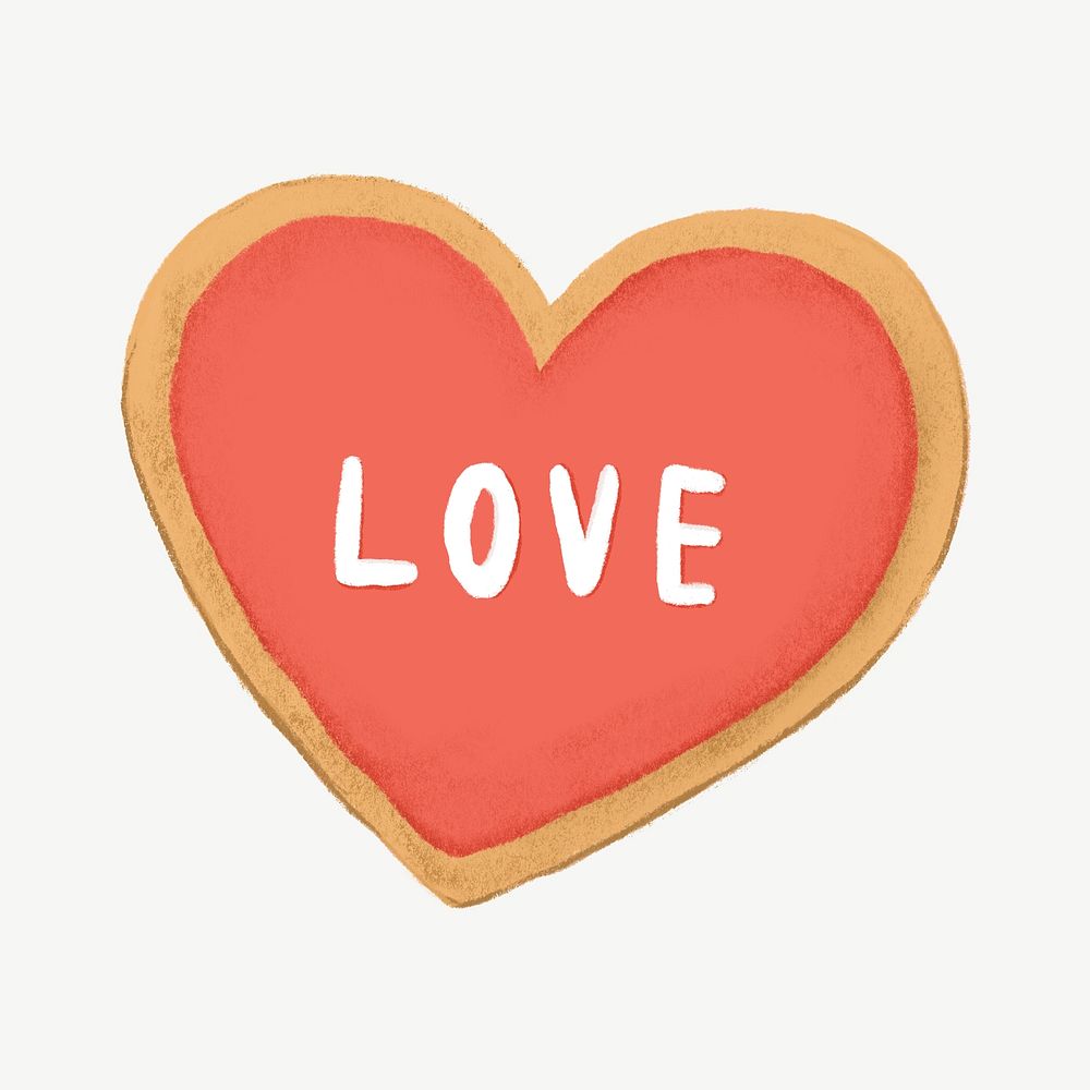 Love heart cookie, Valentine's collage element psd