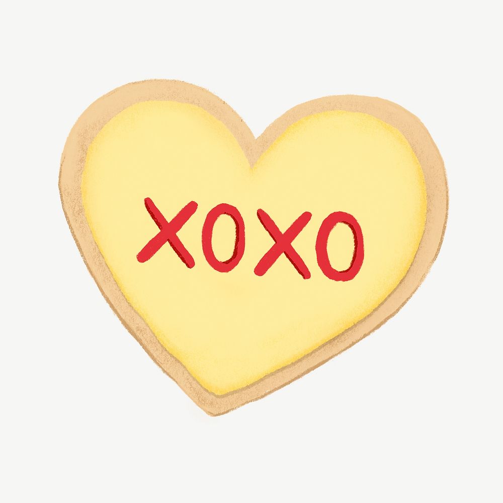 Xoxo heart cookie, Valentine's collage element psd
