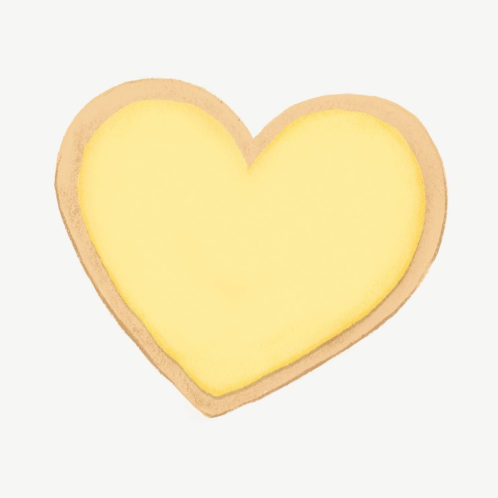 Yellow heart cookie, Valentine's collage element psd