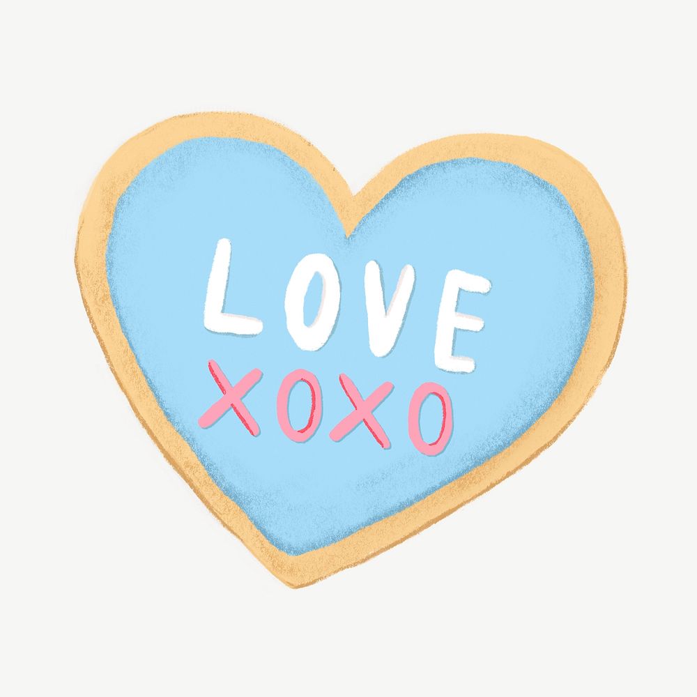 Love heart cookie, Valentine's xoxo collage element psd