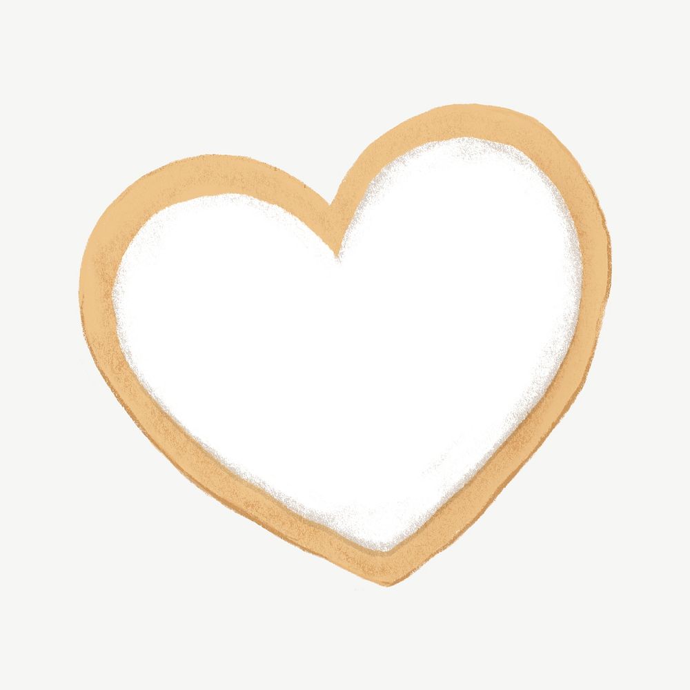 White heart cookie, Valentine's collage element psd