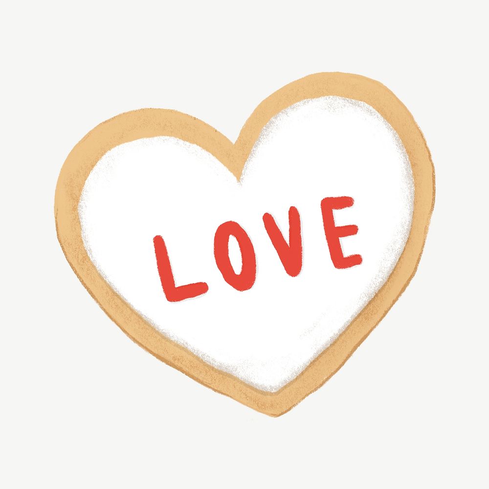 Love heart cookie, Valentine's collage element psd
