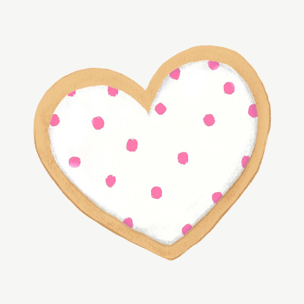 Polka dotted heart cookie, Valentine's collage element psd