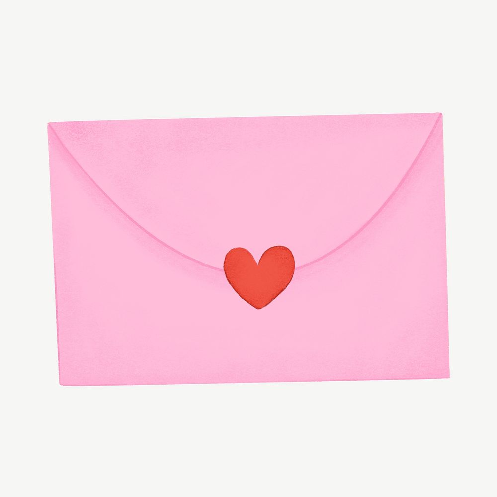 Pink love letter, Valentine's Day collage element psd