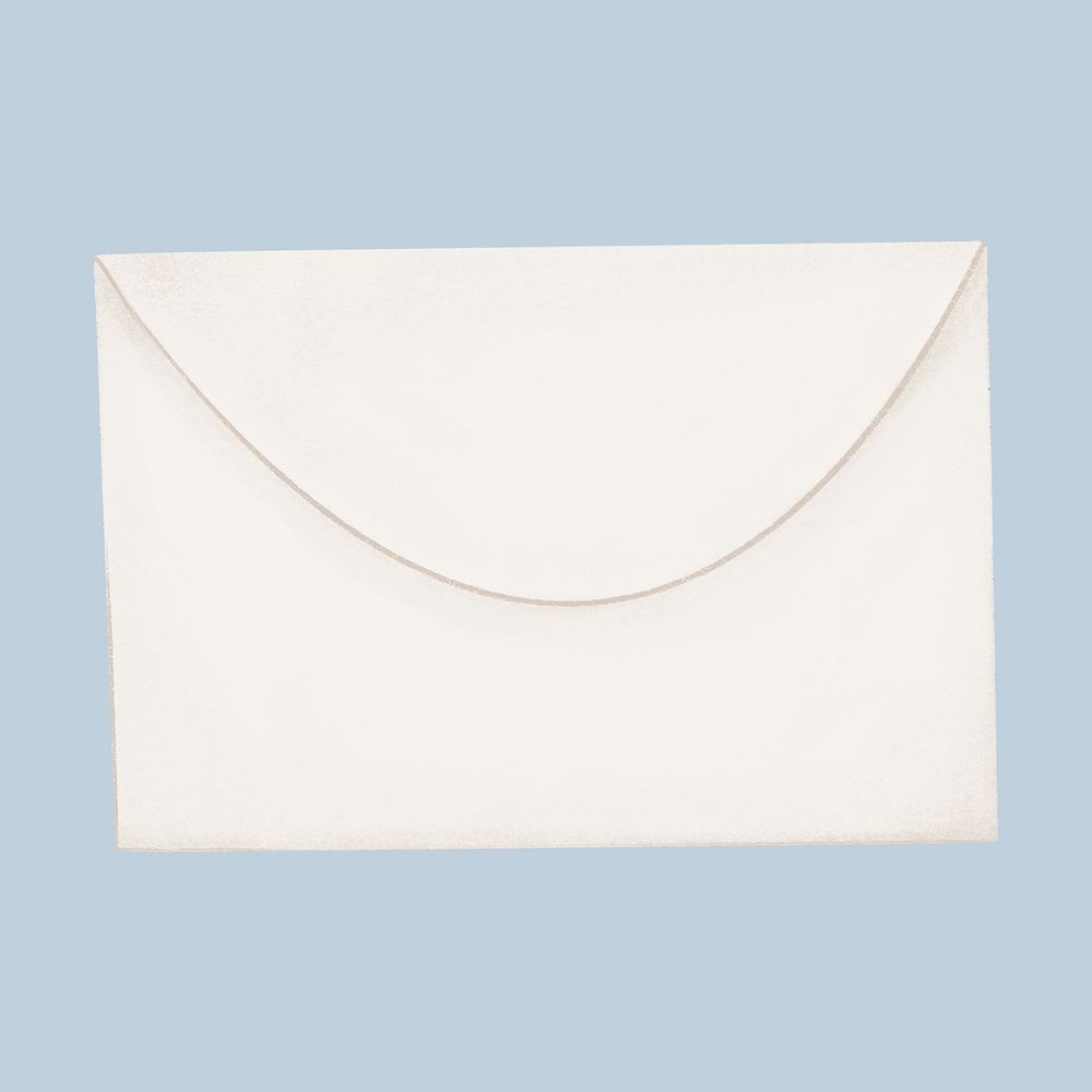 White envelope, stationery collage element psd