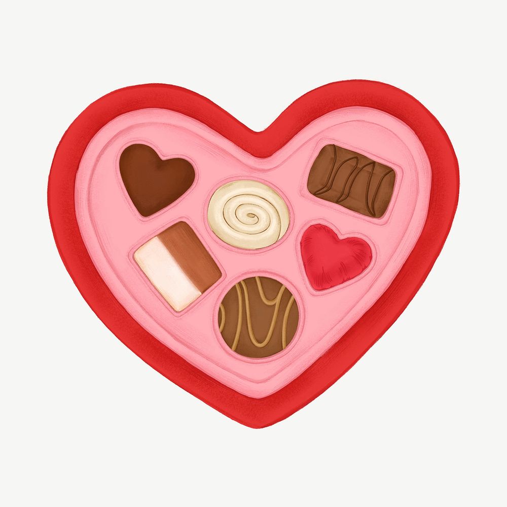 Valentine's chocolate box, cute dessert collage element psd