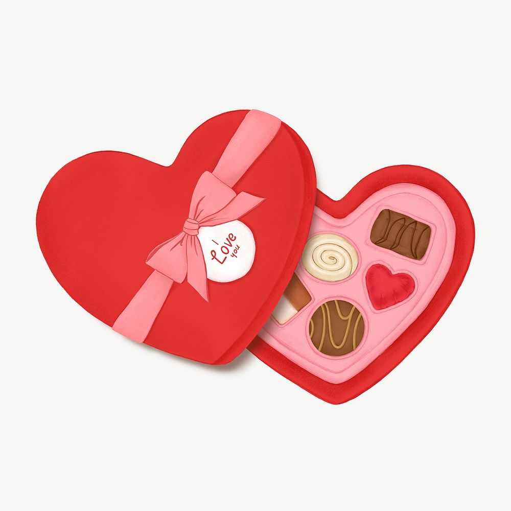 Valentine's chocolate box, cute dessert collage element psd