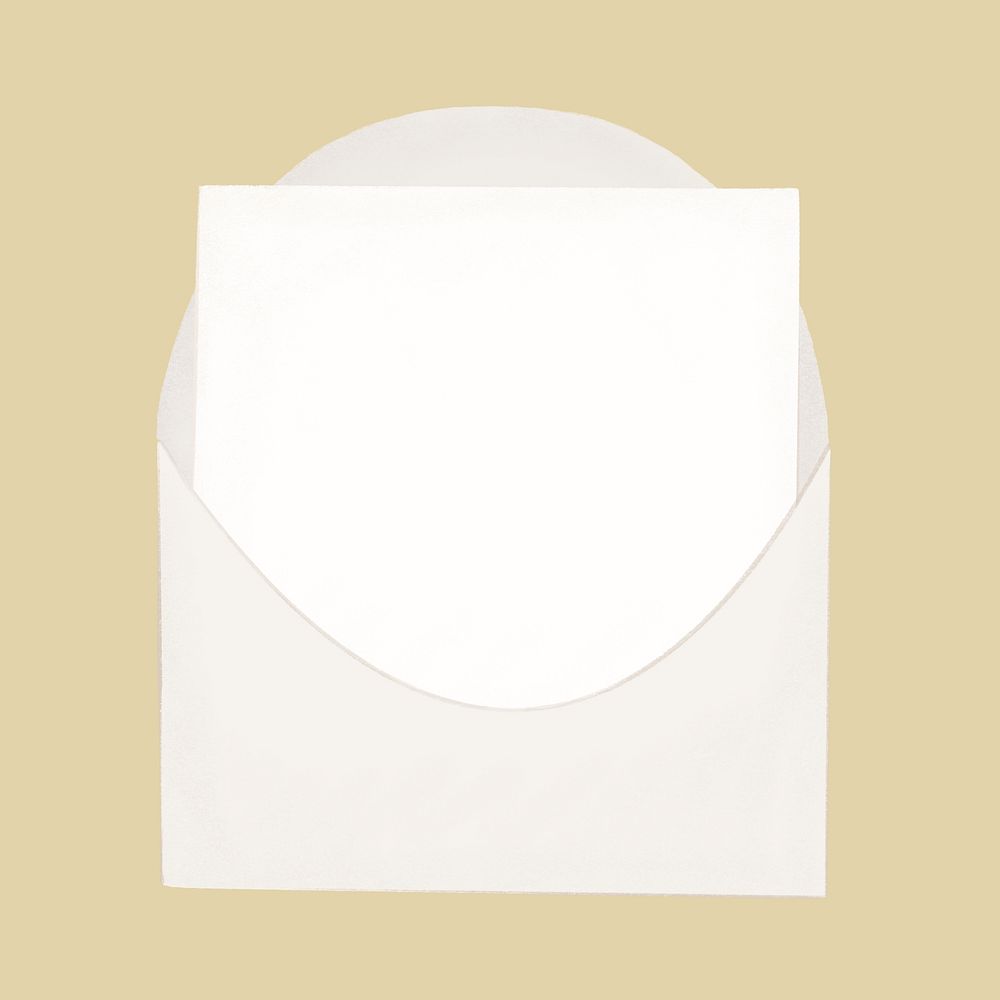 White invitation card, envelope, stationery collage element psd