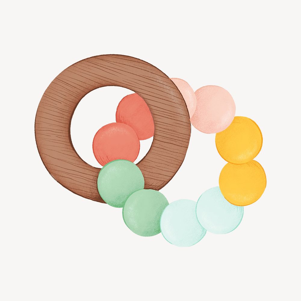 Baby teether toy, colorful graphic