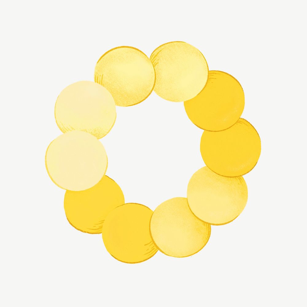 Baby teether toy, yellow collage element psd