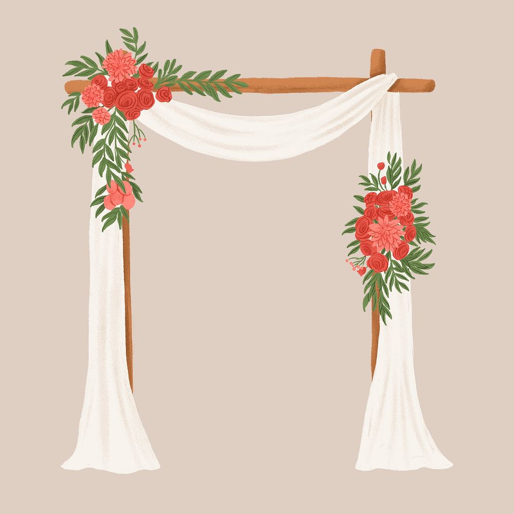 Floral wedding gate, celebration collage element psd