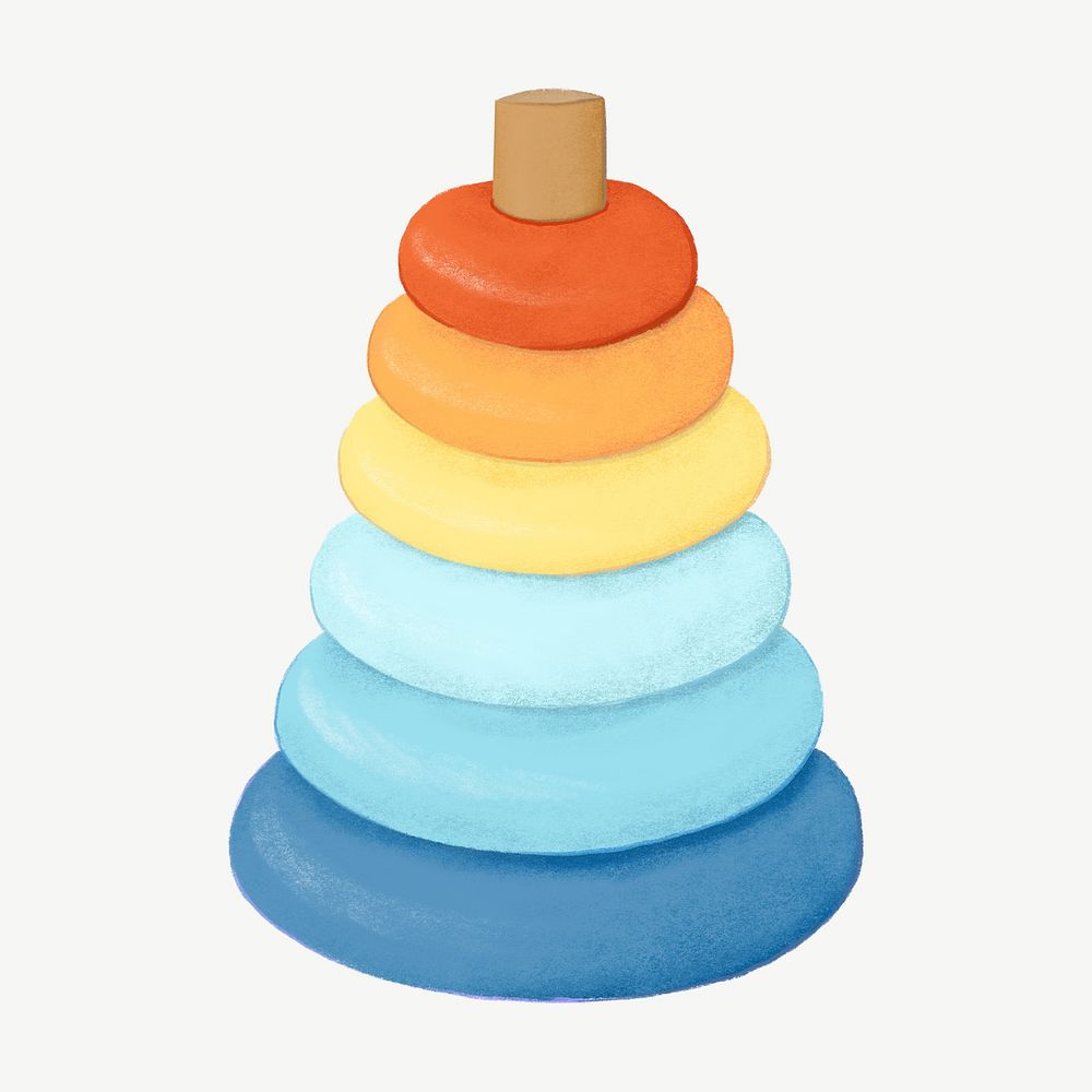 Colorful conical tower, baby's toy collage element psd