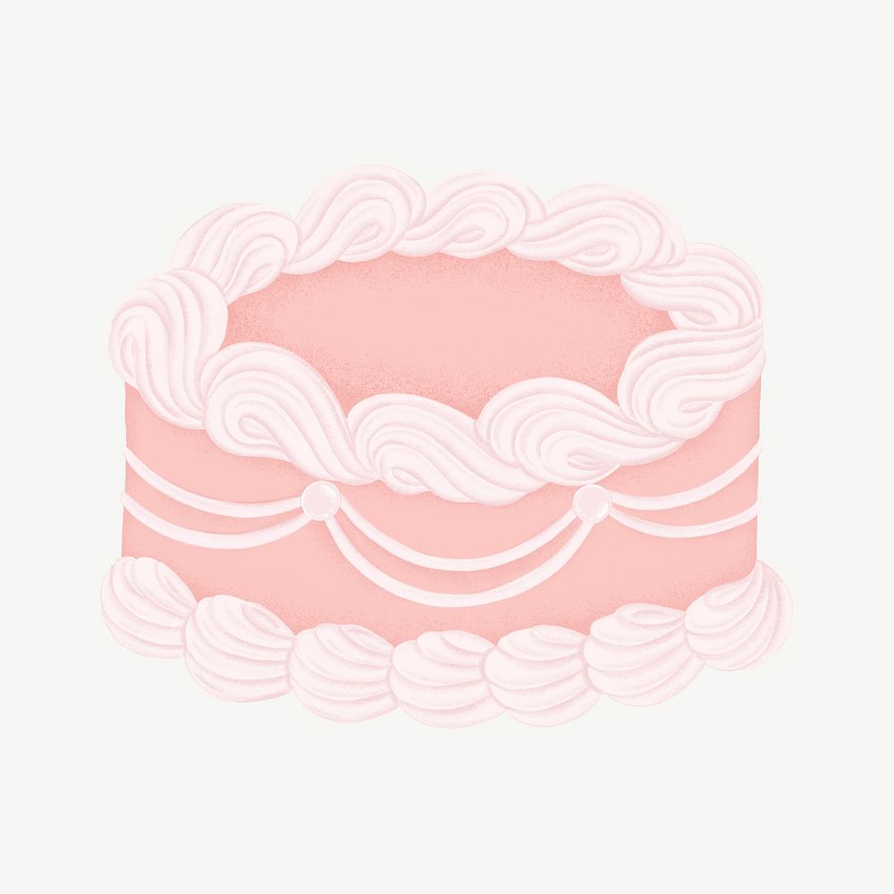 Pink wedding cake, celebration collage element psd