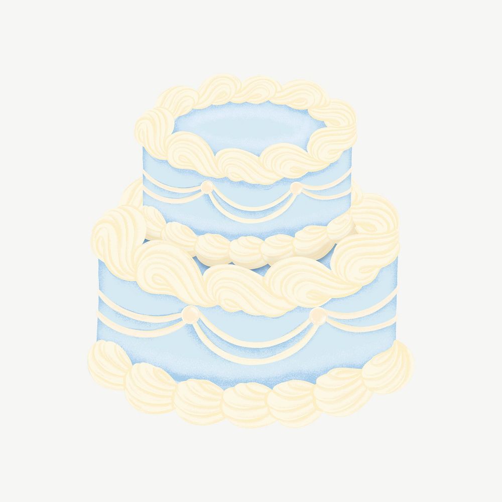 Blue wedding cake, celebration collage element psd