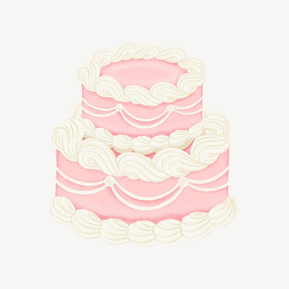 Pink wedding cake, celebration collage element psd