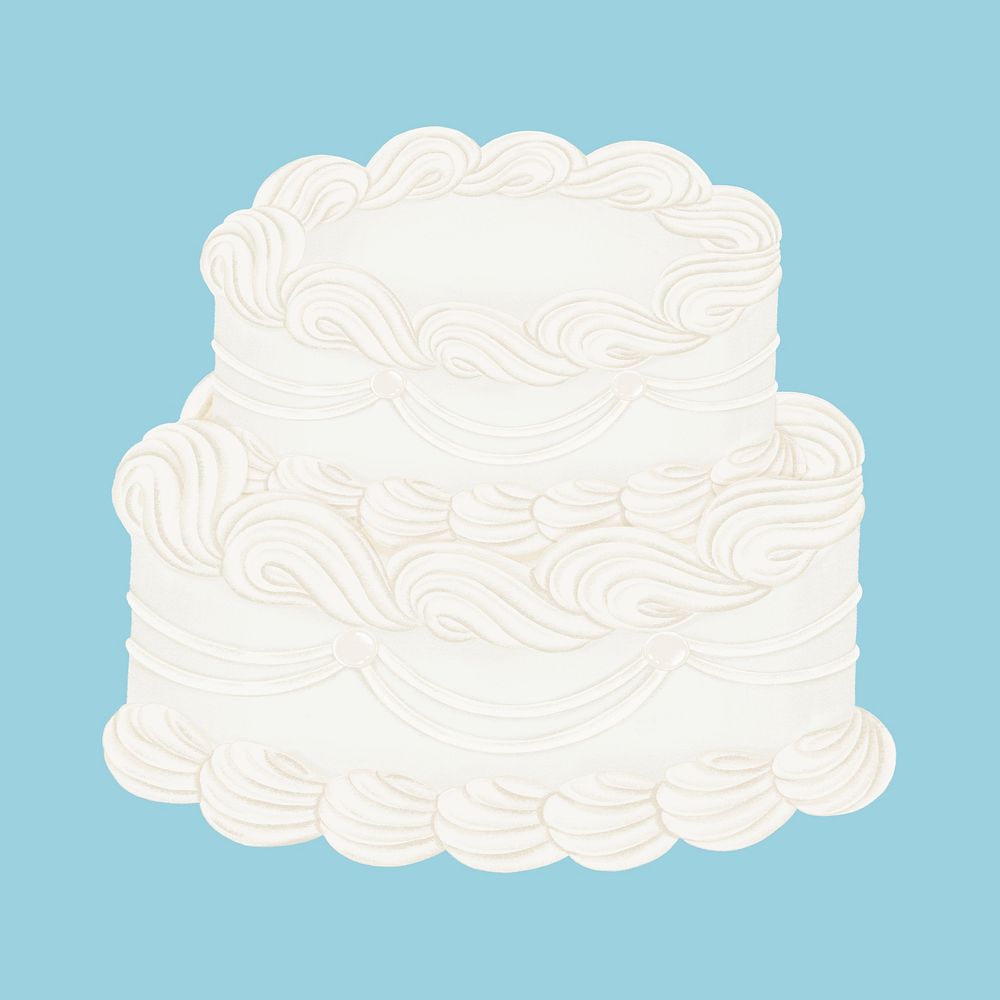 White wedding cake, celebration collage element psd