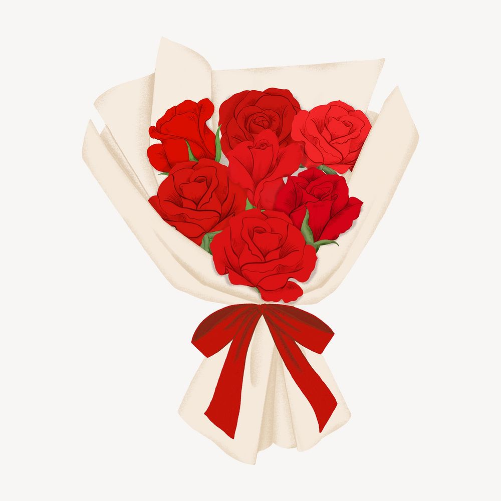 Red rose bouquet, Valentine's illustration