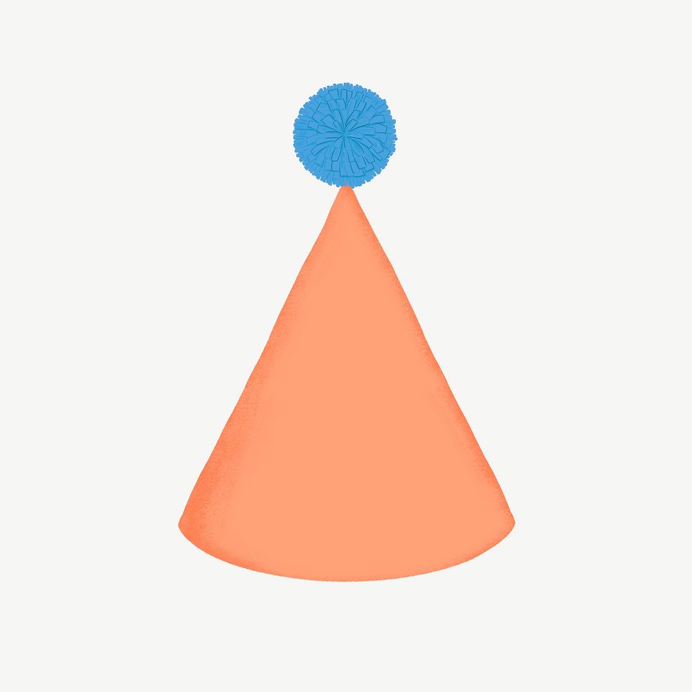 Orange cone hat, birthday accessory collage element psd